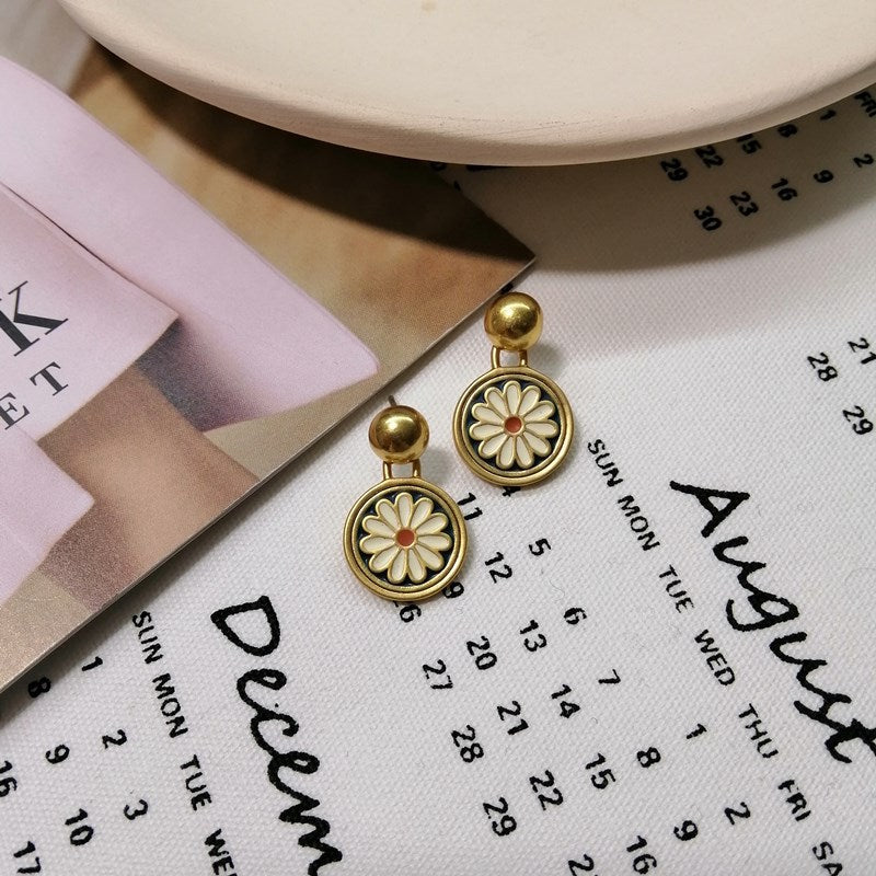 Daisy Delight Enamel Drop Stud Earrings