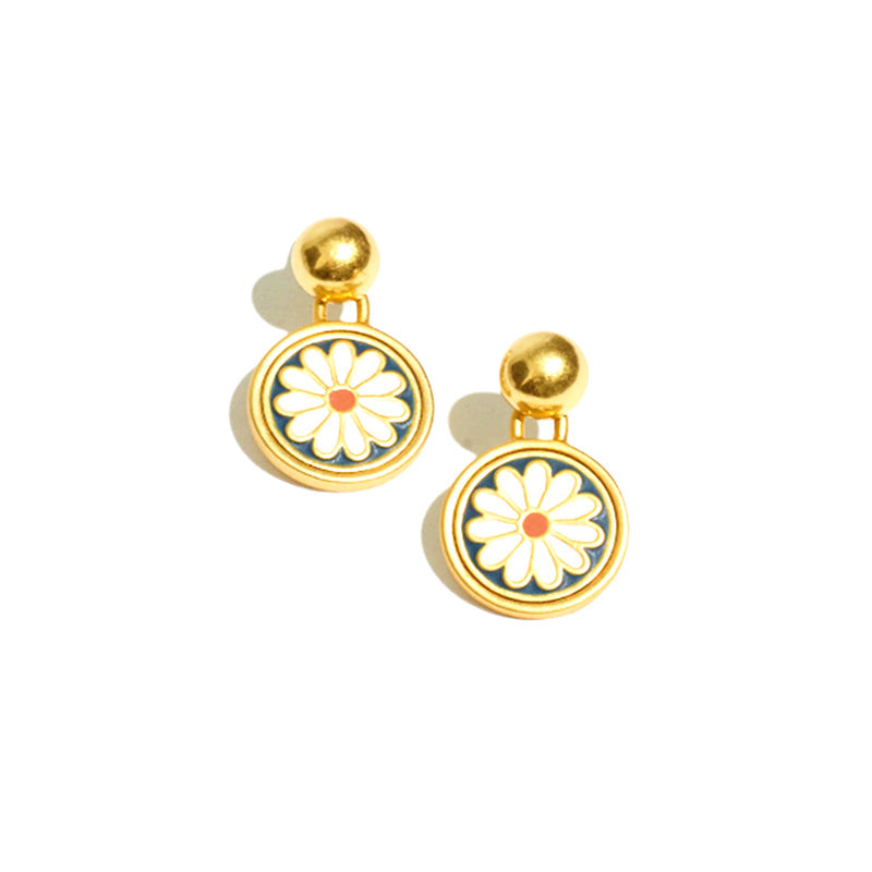Daisy Delight Enamel Drop Stud Earrings