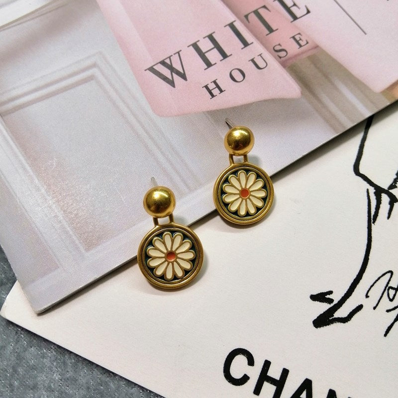 Daisy Delight Enamel Drop Stud Earrings