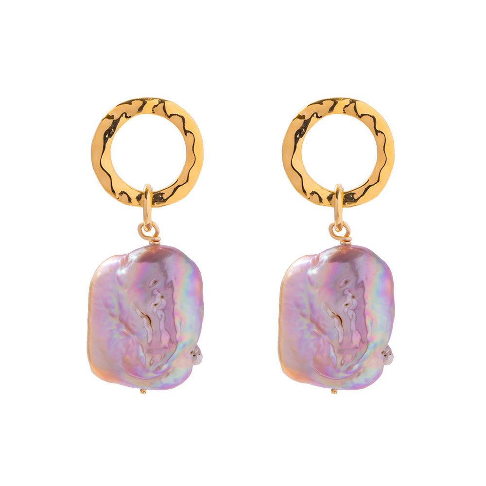 Baroque Freshwater Pearl Pendant Luxurious Square Earrings
