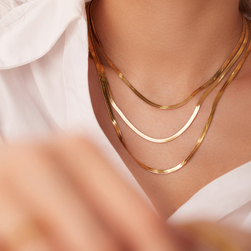 herringbone Chain necklace - Titanium Stainless Steel