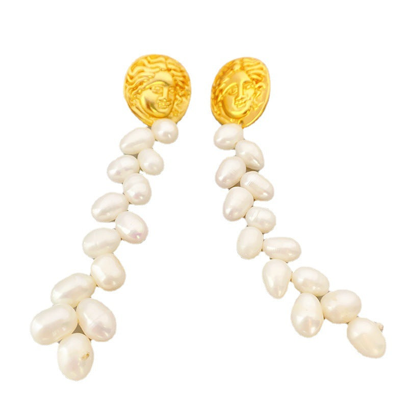 Vintage inspired Cultured Pearl Tassel Wheat Ear Shape drop earring