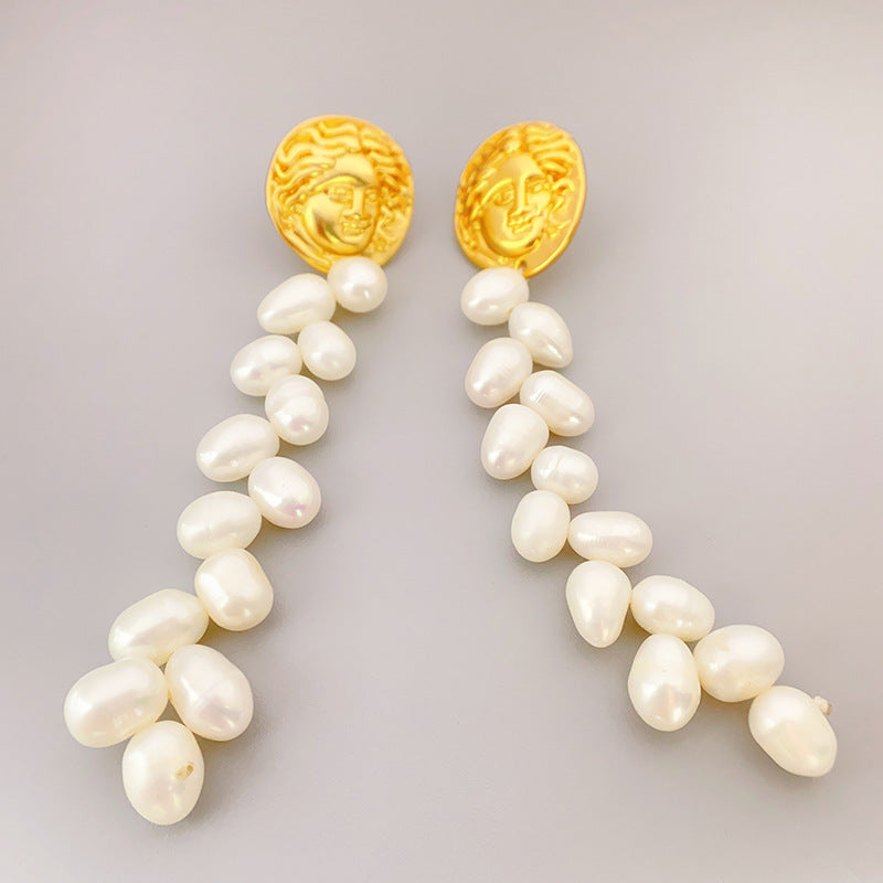 Vintage inspired Cultured Pearl Tassel Wheat Ear Shape drop earring
