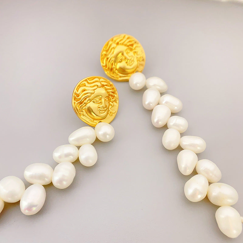 Vintage inspired Cultured Pearl Tassel Wheat Ear Shape drop earring