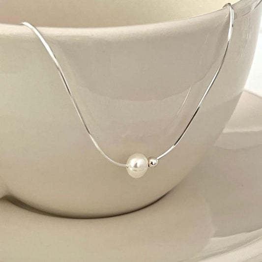 925 Silver Pearl Minimalism necklace